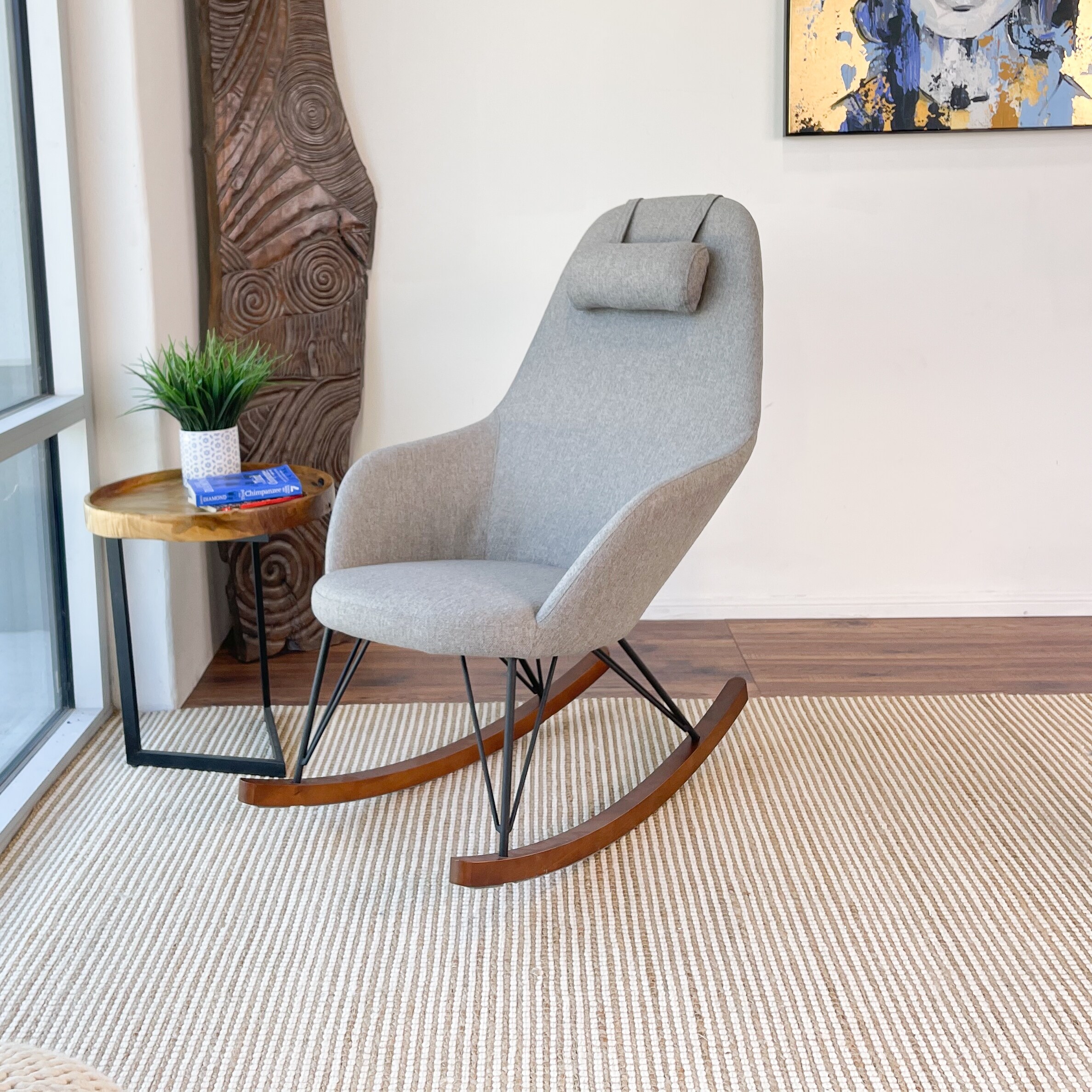 Italia Modern Indoor Velvet Nursery Rocking Armchair for Bedroom